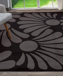 WRG Floral Black Gray Area Rug 10 WRG Floral Black Gray Area Rug