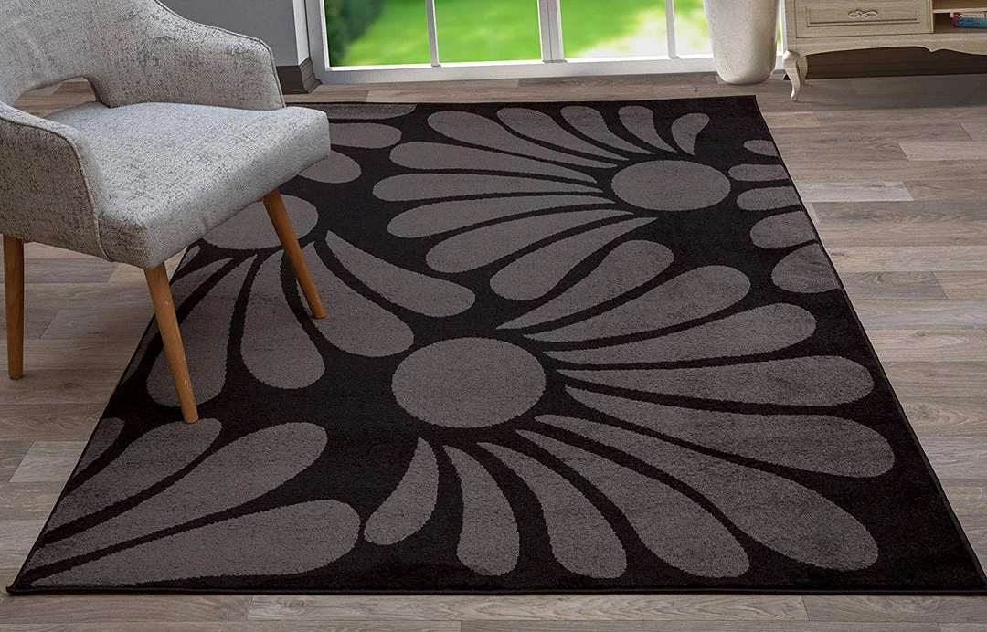 WRG Floral Black Gray Area Rug 3 WRG Floral Black Gray Area Rug