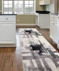 WRG All Area Rugs And Runners Abstract Black Gray Ivory Area Rug