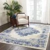 NOUR Navy Blue White Distressed Persian Area Rugs All Area Rugs And Runners