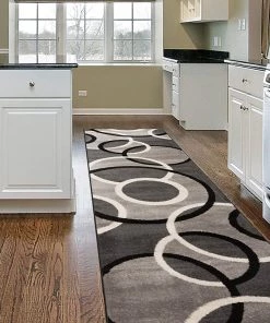 SUP Contemporary Abstract Circles Soft Gray Area Rug All Area Rugs And Runners