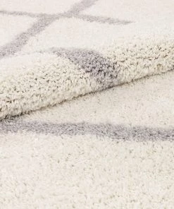 Well Woven Celina White Moroccan Shag Diamond Trellis Pattern Area Rug