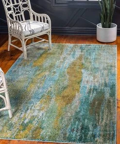 FAS Bright Abstract Torquoise Soft Area Rug All Area Rugs And Runners