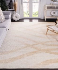 Modern Rugs And Decor All Area Rugs And Runners Modern Wave Distressed Soft Area Rug, Cream / Champagne