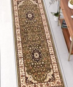 Ww Kashan Medallion Green Traditional Soft Area Rug 27 Ww Kashan Medallion Green Traditional Soft Area Rug