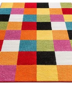 WW Geometric Squares Bright Multi-color Area Rugs