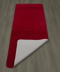 Modern Rugs And Decor All Area Rugs And Runners Softy Solid Non-Slip Kitchen/Bath Rug, Red
