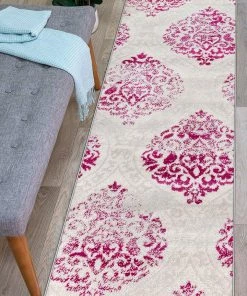 WRG Floral Damask Pink Ivory Area Rug All Area Rugs And Runners