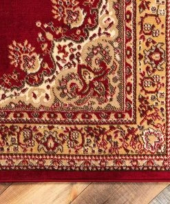 UL All Area Rugs And Runners Traditional Medallion Burgundy Soft Area Rug
