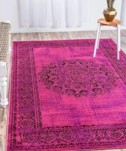 Modern Rugs And Decor All Area Rugs And Runners Modern Traditional Vintage Distressed Fuchsia Soft Area Rug