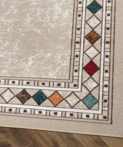 Antep Bordered Non-Skid Low Profile Pile Rubber Backing Kitchen Area Rugs Beige All Area Rugs And Runners