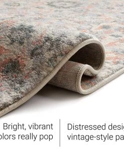 WW Vintage Floral Medallion Gray/Grey Pink Area Rugs All Area Rugs And Runners