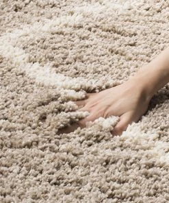 FAS Diamond Trellis Beige/Ivory Soft Plush Shag Area Rug 2-inch Thick All Area Rugs And Runners