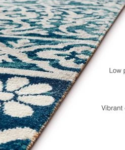 Ww Signora Klim Style All Area Rugs And Runners Modern Floral Ivory Blue Short Pile Area Rug