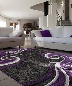 WRG Modern Swirl Purple Black Area Rug All Area Rugs And Runners