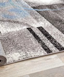 WRG Abstract Gray Blue Ivory Circles Area Rug All Area Rugs And Runners