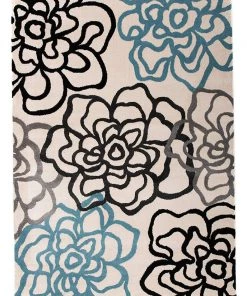 WRG Contemporary Floral Cream Blue Brown Area Rug All Area Rugs And Runners