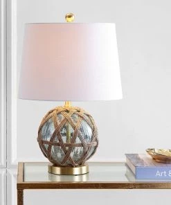 JONATHAN Andrews 21.5" LED Glass/Rope Lamp Aqua Lamps
