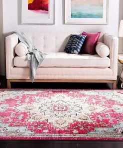 Modern Rugs And Decor Boho Chic Medallion Distressed Soft Area Rug, Fuchsia / Blue All Area Rugs And Runners