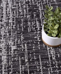 Unique Loom Outdoor Modern Collection Distressed Gradient Transitional Charcoal Gray Area Rug