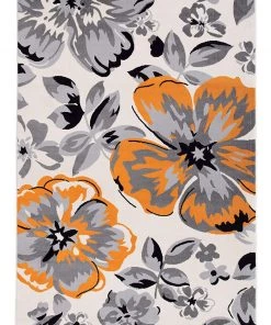 WRG Floral Orange Gray Black Area Rugs All Area Rugs And Runners