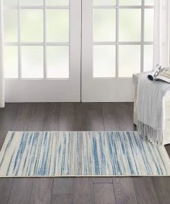 NOUR All Area Rugs And Runners Modern Coastal Blue Area Rug