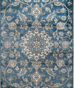 WW Oriental Distressed Persian Design Blue Soft Area Rug