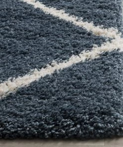 FAS Diamond Trellis Slate Blue/Ivory Soft Plush Shag Area Rug 2-inch Thick 14 FAS Diamond Trellis Slate Blue/Ivory Soft Plush Shag Area Rug 2-inch Thick