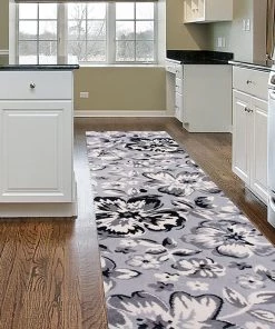WRG All Area Rugs And Runners Gray/Grey Black White Floral Area Rugs 16 WRG All Area Rugs And Runners Gray/Grey Black White Floral Area Rugs