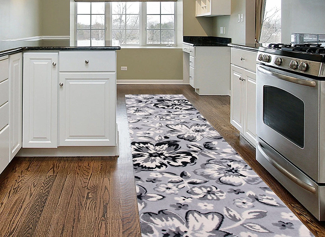 WRG All Area Rugs And Runners Gray/Grey Black White Floral Area Rugs 7 WRG All Area Rugs And Runners Gray/Grey Black White Floral Area Rugs