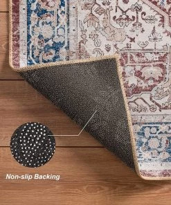 Adiva Rugs Machine Washable Area Rugs, Persian Vintage Medallion Boho Rug For Living Room Rugs - Stain Resistant & Non-Slip All Area Rugs And Runners