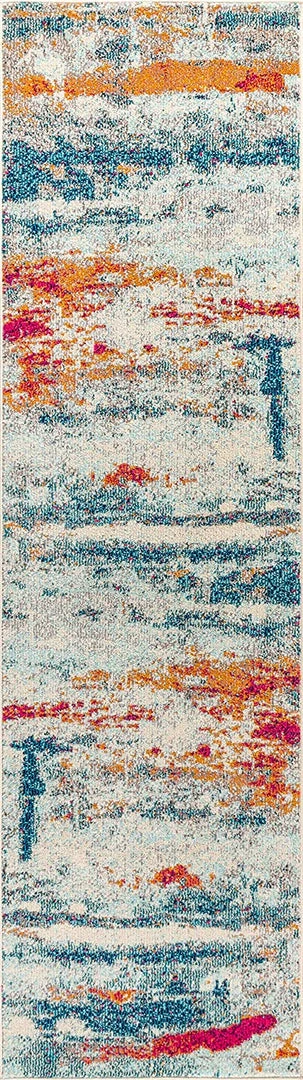 Jonathan All Area Rugs And Runners Contemporary Modern Abstract Brushstroke Cream/Blue Rug 11 Jonathan All Area Rugs And Runners Contemporary Modern Abstract Brushstroke Cream/Blue Rug