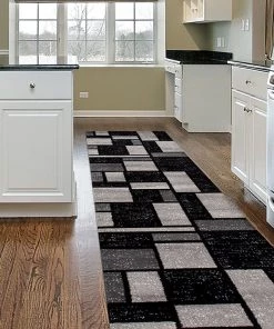 WRG All Area Rugs And Runners Gray/Grey Black Abstract Area Rug