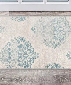 WRG Floral Damask Ivory Gray Light Blue Area Rug All Area Rugs And Runners
