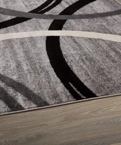 WRG All Area Rugs And Runners Contemporary Circles Pattern Gray Black Area Rugs