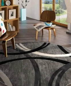 WRG All Area Rugs And Runners Contemporary Circles Pattern Gray Black Area Rugs 13 WRG All Area Rugs And Runners Contemporary Circles Pattern Gray Black Area Rugs
