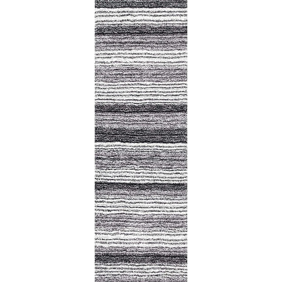 FAS Premium Handmade Striped Gray Plush Shag Area Rugs 4 FAS Premium Handmade Striped Gray Plush Shag Area Rugs