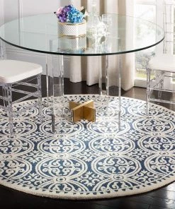 FAS Handcrafted Geometric Navy Blue Ivory Premium Wool Soft Area Rug 12 FAS Handcrafted Geometric Navy Blue Ivory Premium Wool Soft Area Rug