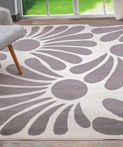 WRG Floral Cream Gray Area Rug