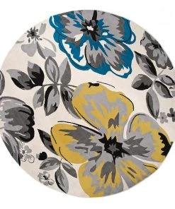 WRG Floral Gray/Grey Yellow Blue Area Rug