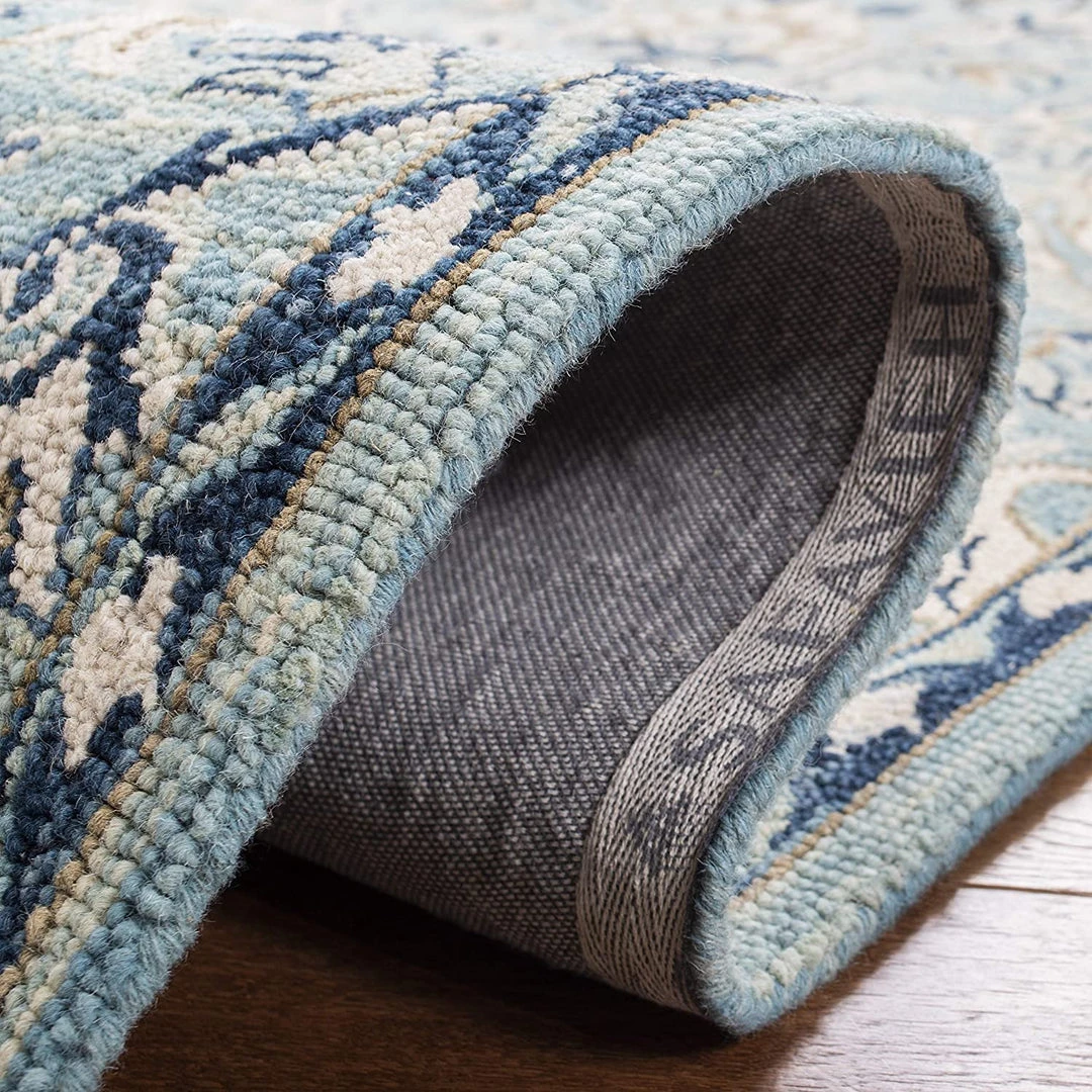 Safavieh All Area Rugs And Runners Blossom Collection Handmade Tassel Premium Wool Accent Rug Blue / Ivory 5 Safavieh All Area Rugs And Runners Blossom Collection Handmade Tassel Premium Wool Accent Rug Blue / Ivory