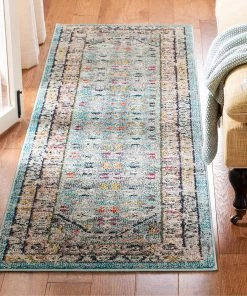 Safavieh All Area Rugs And Runners Monaco Collection Boho Chic Oriental Distressed Soft Area Rug Brown / Grey