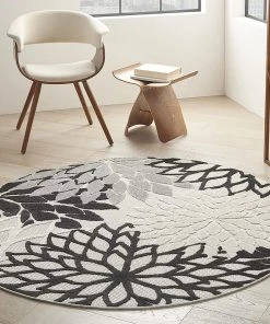 WRG Aloha Indoor/Outdoor Floral Black White Area Rug All Area Rugs And Runners