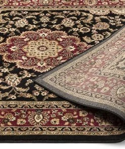 Ww Kashan Medallion Black Traditional Soft Area Rug All Area Rugs And Runners