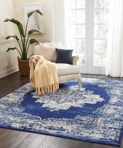 NOUR Navy Blue Distressed Persian Area Rugs All Area Rugs And Runners