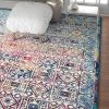 WW All Area Rugs And Runners Blue Fuchsia Pink Vintage Floral Area Rugs