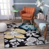 WRG All Area Rugs And Runners Floral Black Yellow Teal Blue Gray Area Rugs