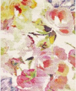 Modern Floral Ivory Multi-color Area Rugs