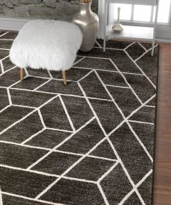 WW Modern Geometric Angles Tiles Gray Ivory Area Rugs All Area Rugs And Runners