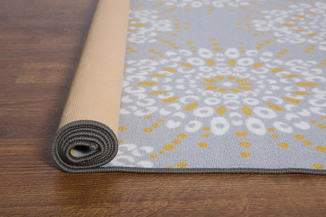 WRG Contemporary Circles Gray Yellow Area Rug Non-Slip (Non-Skid) All Area Rugs And Runners 4 WRG Contemporary Circles Gray Yellow Area Rug Non-Slip (Non-Skid) All Area Rugs And Runners